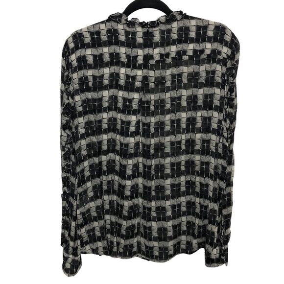 Akris Punto Long Sleeve‎ Ruffles Crew Neck Top Blouse Size 8 - Picture 3 of 13